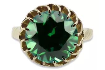 8K κίτρινο χρυσό Emerald Ring Vintage style vrc035x-em Art Deco